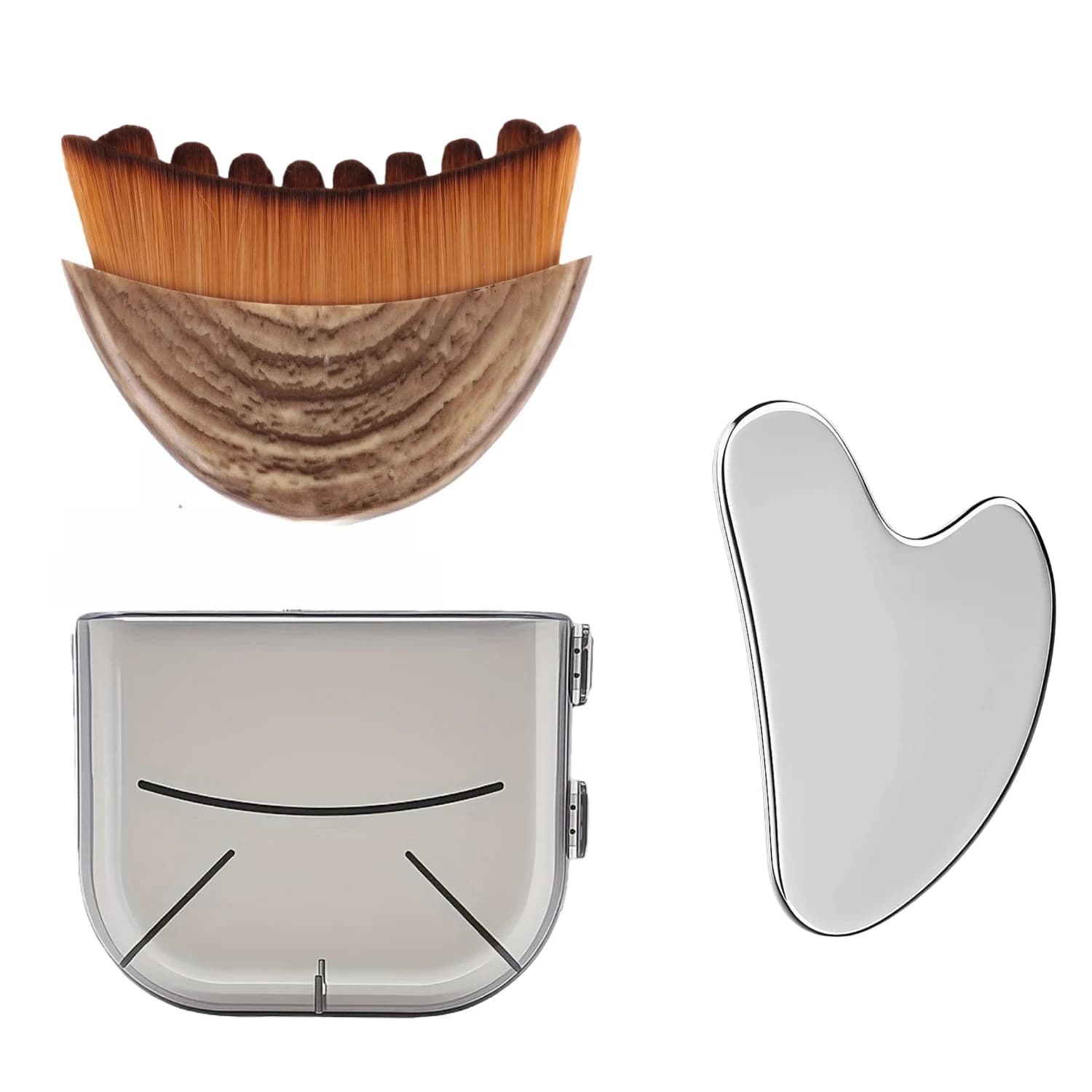 Stainless Steel Gua Sha & Lymphatic Drainage Face Brush Set