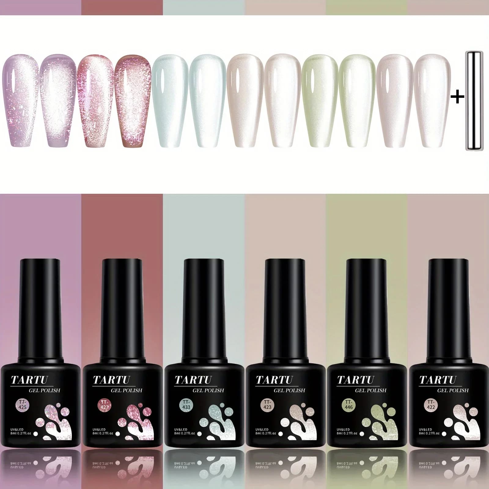 cat eye gel nail polish set with six colors — image 4