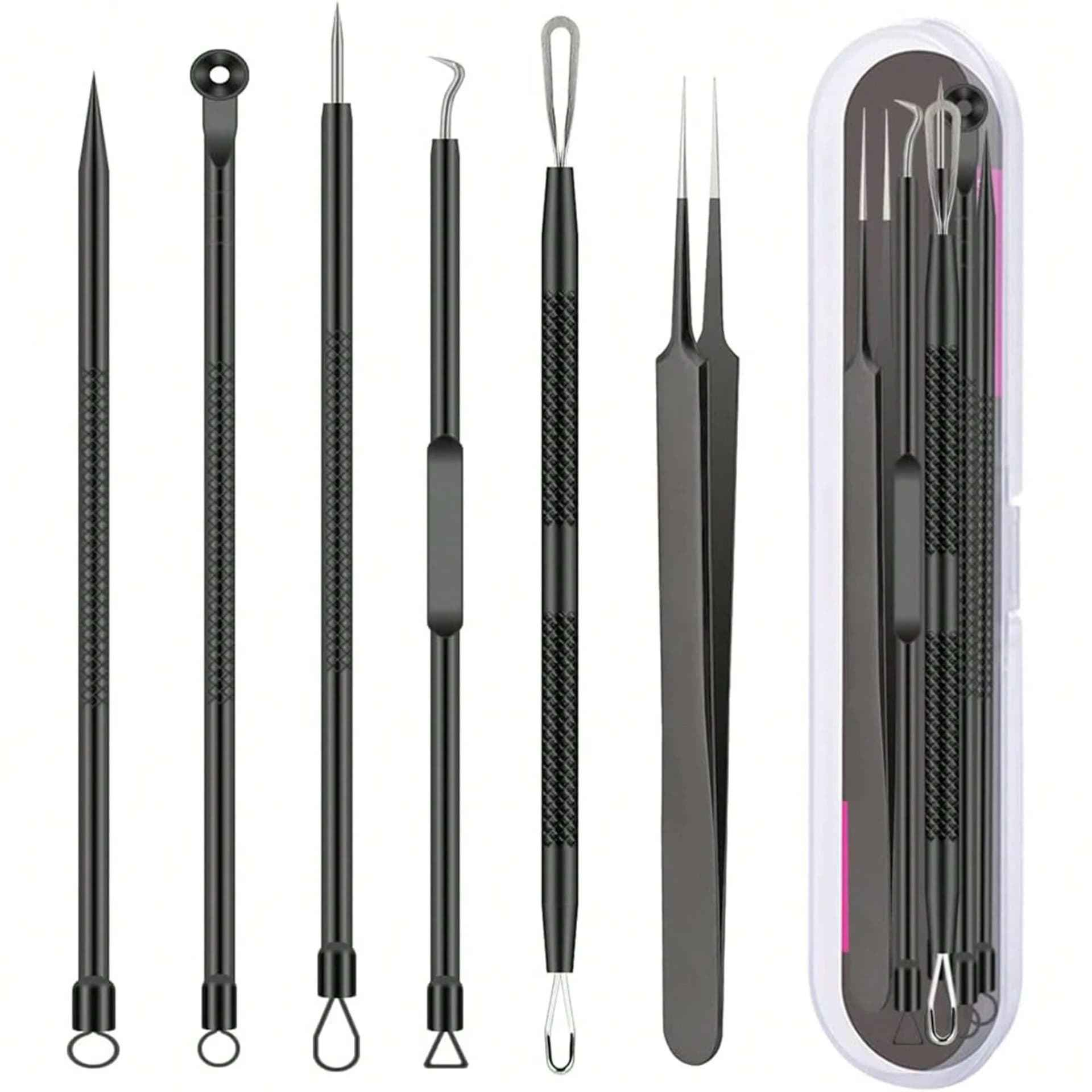 stainless steel 6-piece acne tool set with blackhead extractor — image 1