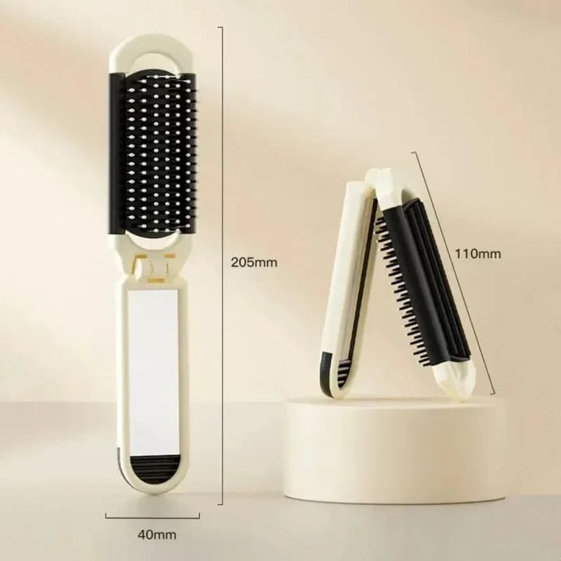 foldable hair comb with scalp massager brush — image 1