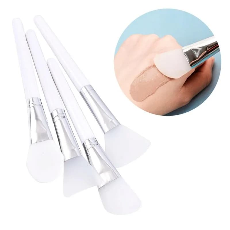 white silicone facial mask brush set, four pieces — image 5