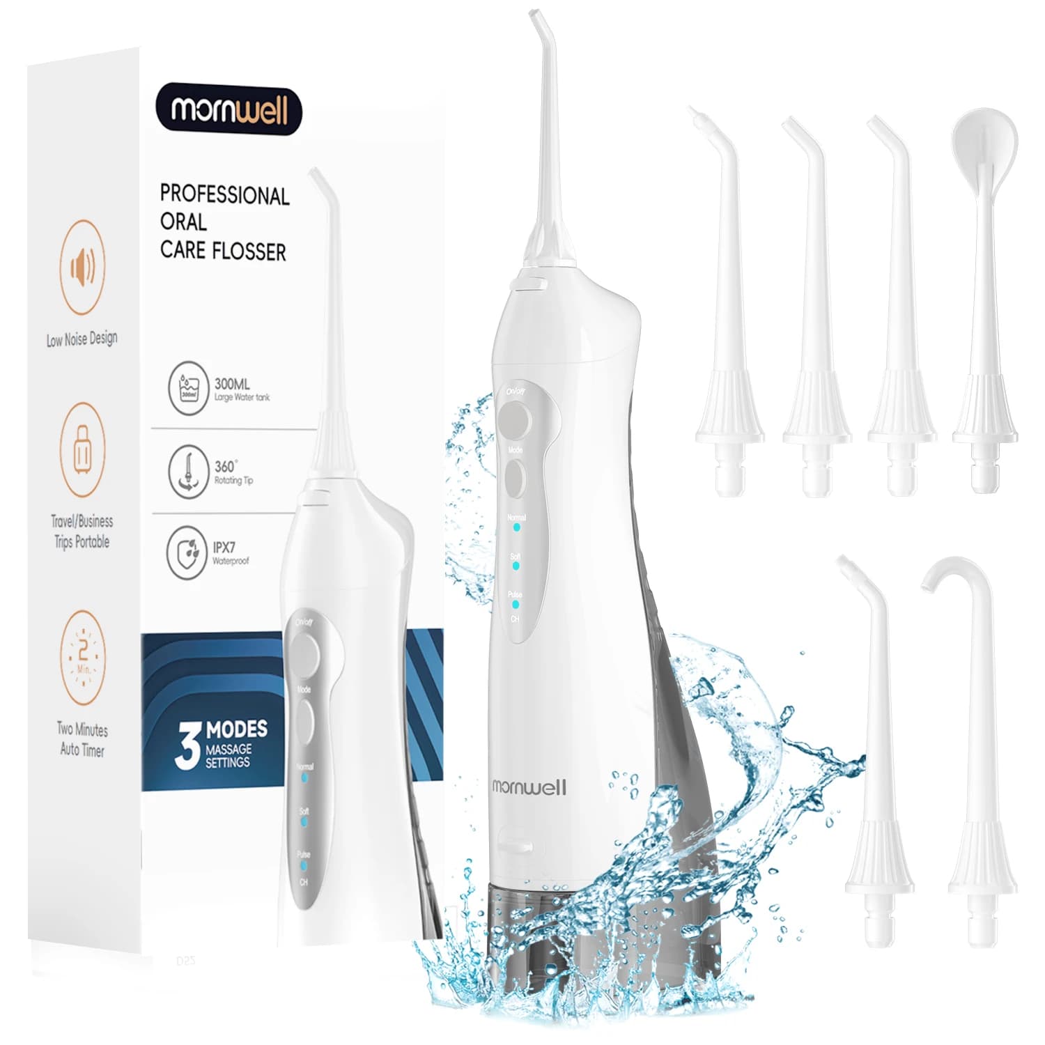 Portable Cordless Water Flosser, USB Rechargeable, 300 ml, 3 Modes