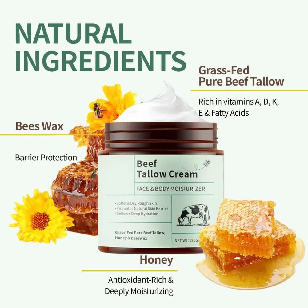 beef tallow honey moisturizer cream jar — image 2