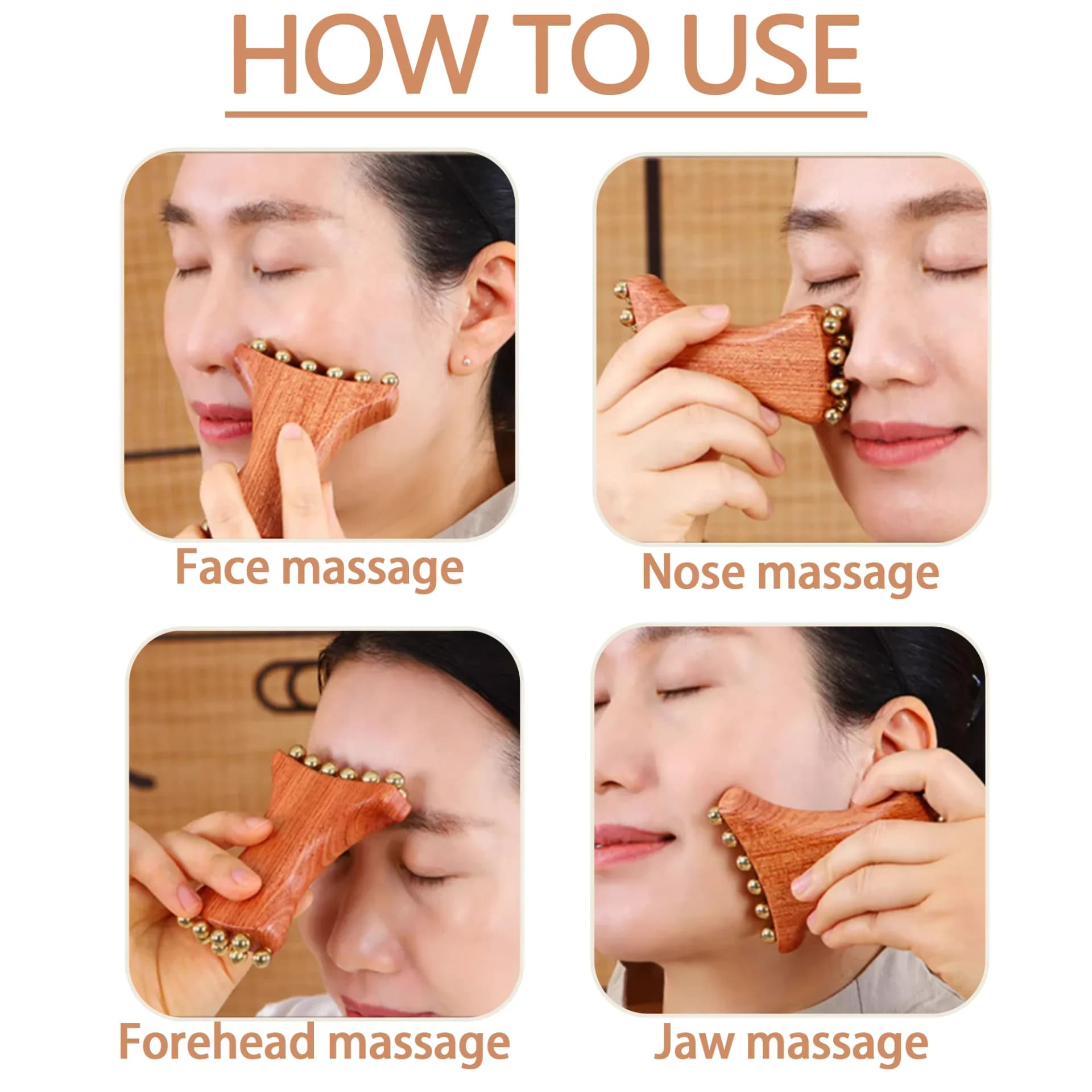 Copper wood facial lymphatic massager — image 4