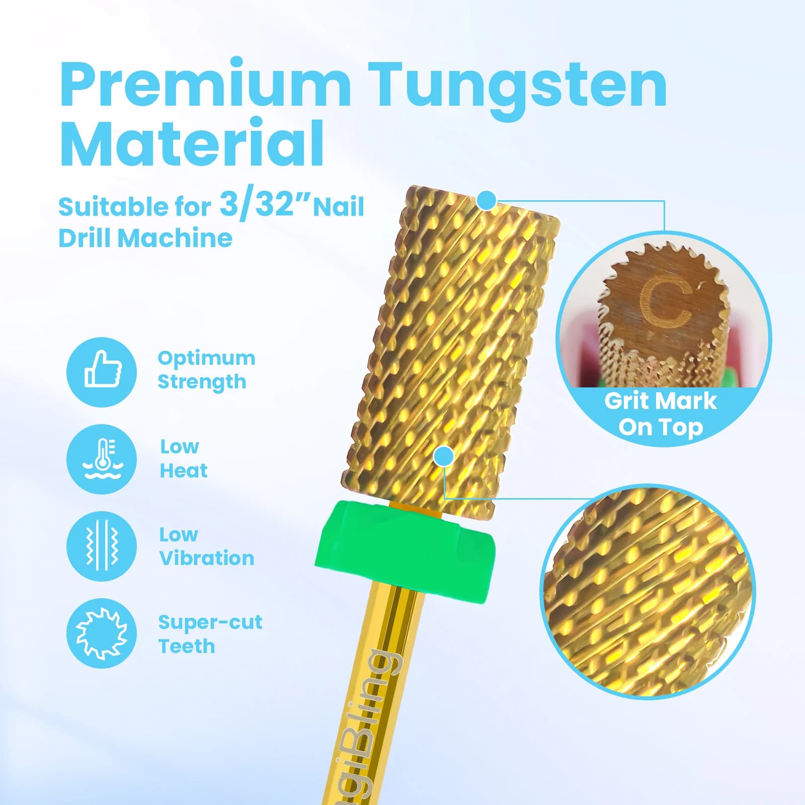 golden carbide nail drill bits for electric nail drill — image 6