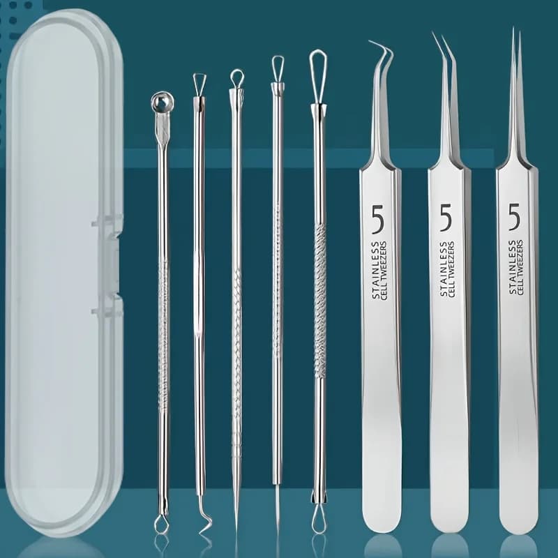 Stainless Steel Blackhead Remover Kit – 8 Pieces