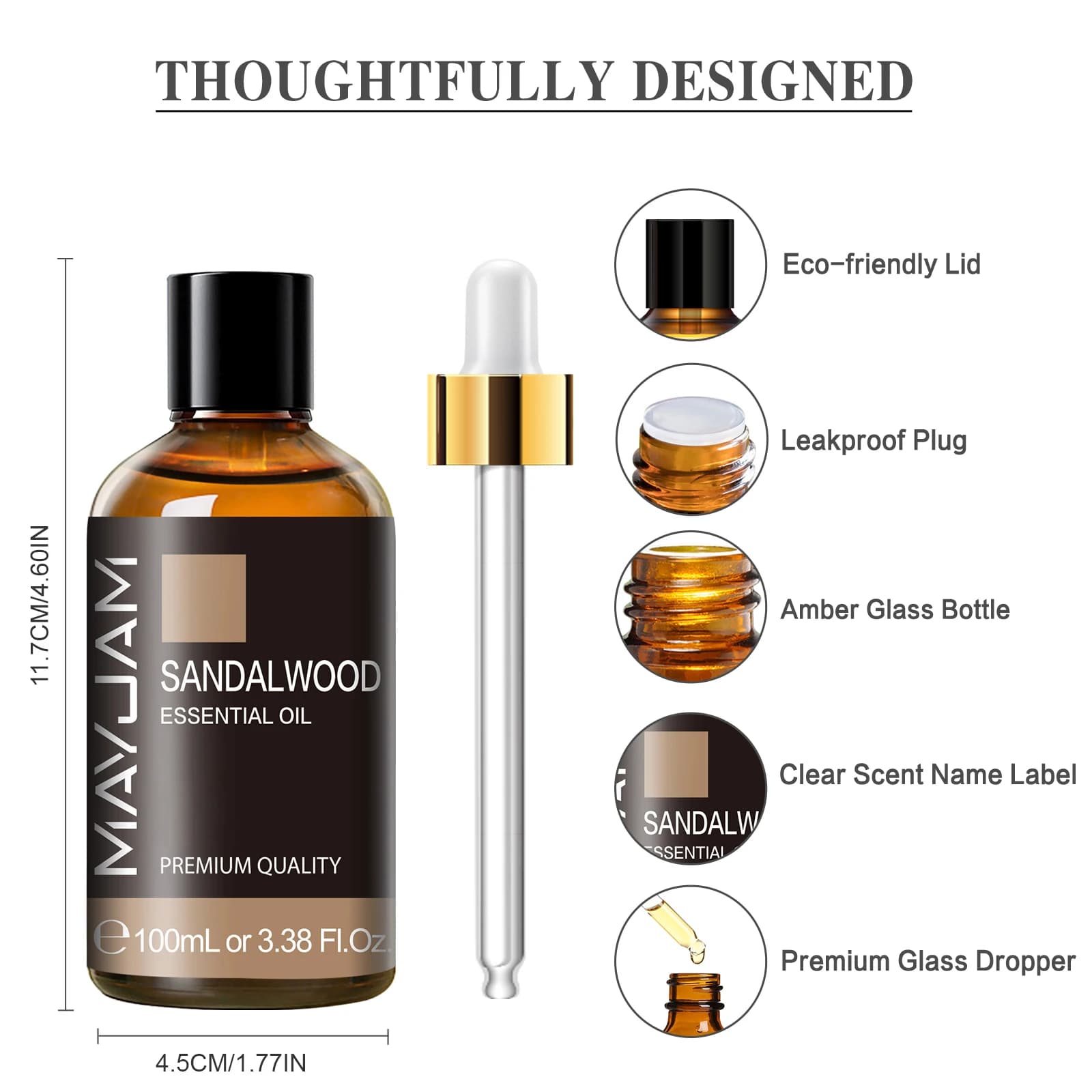 100ml bottle of sandalwood and lavender essential oil with dropper — image 4