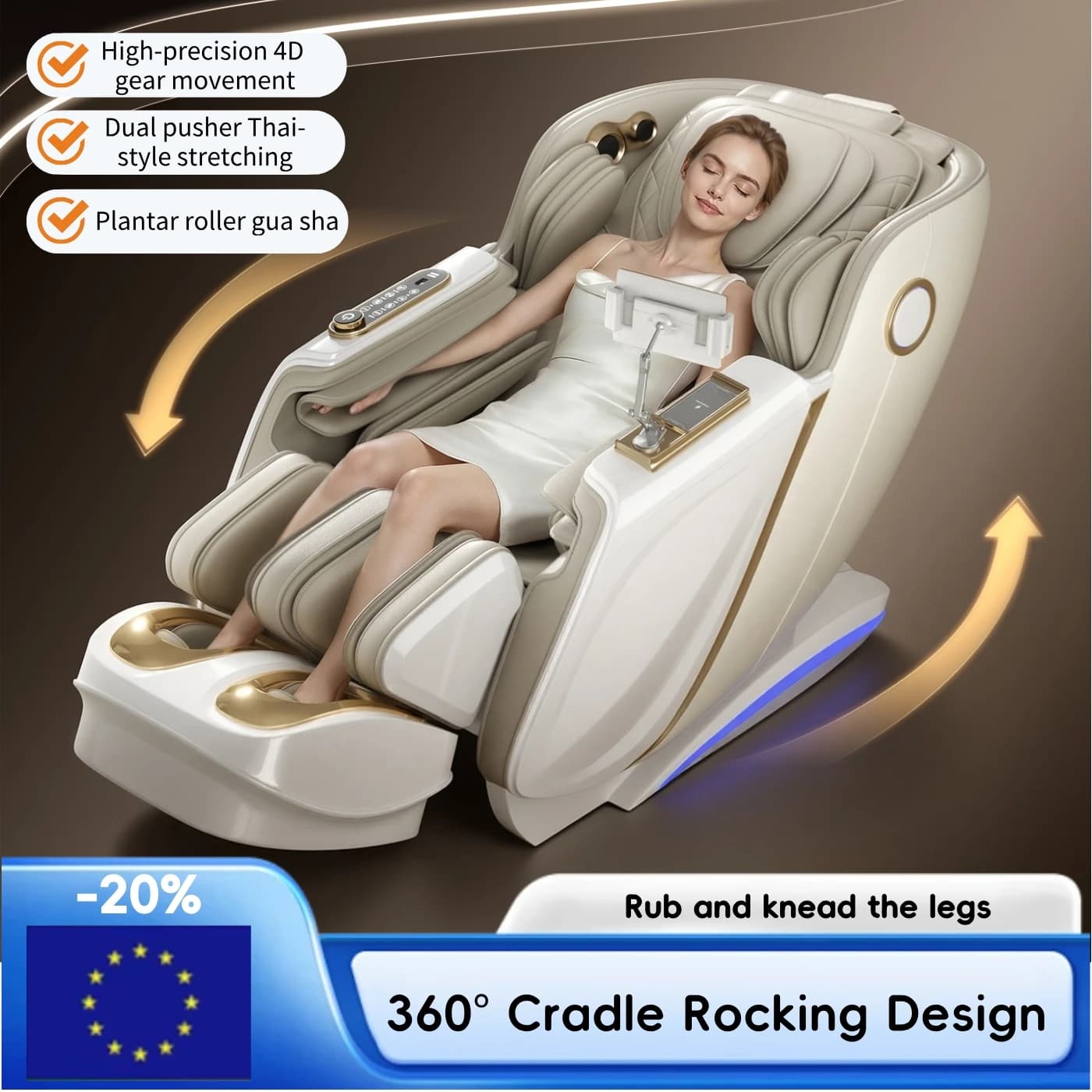 4D Gear Movement Massage Chair 360° Cradle Swing Design Full