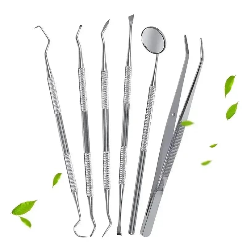 Stainless steel dental oral care set with mirror and tools — image 8