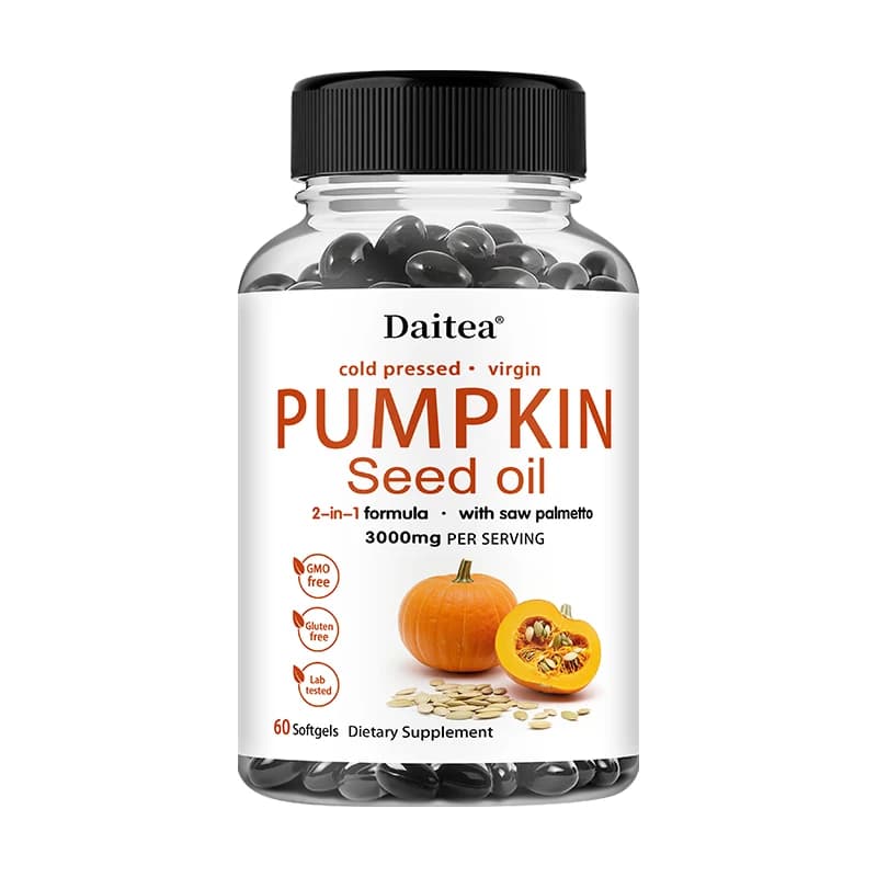 Bottle of pumpkin seed oil and saw palmetto supplement — image 7