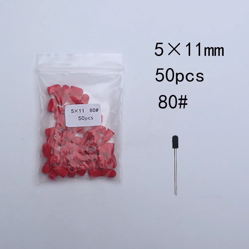 orange nail sanding caps with rubber drill bit — image 8