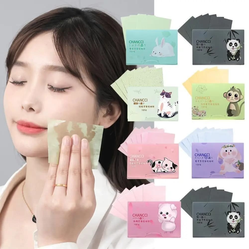 green tea facial oil absorbing paper sheets — image 1