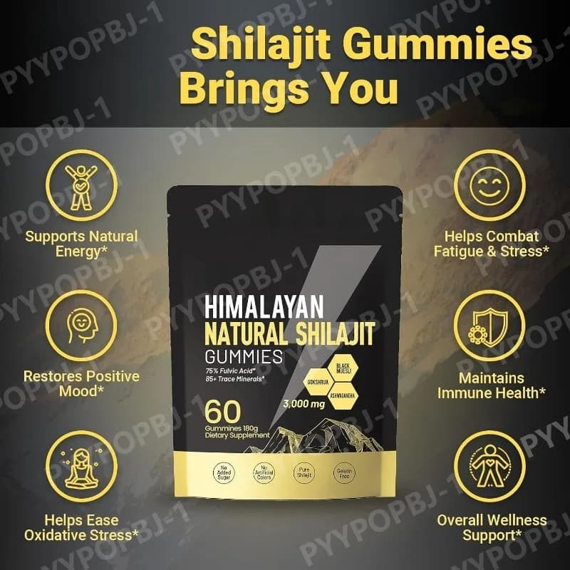 Himalayan shilajit gummies bottle with 60 chewable tablets — image 4