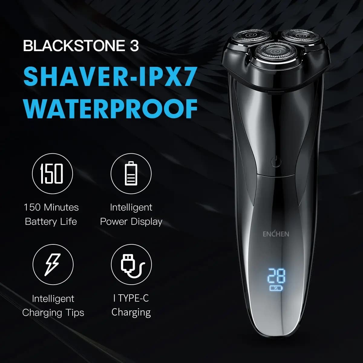 Enchen 3D Blackstone Electric Shaver – IPX7 Waterproof