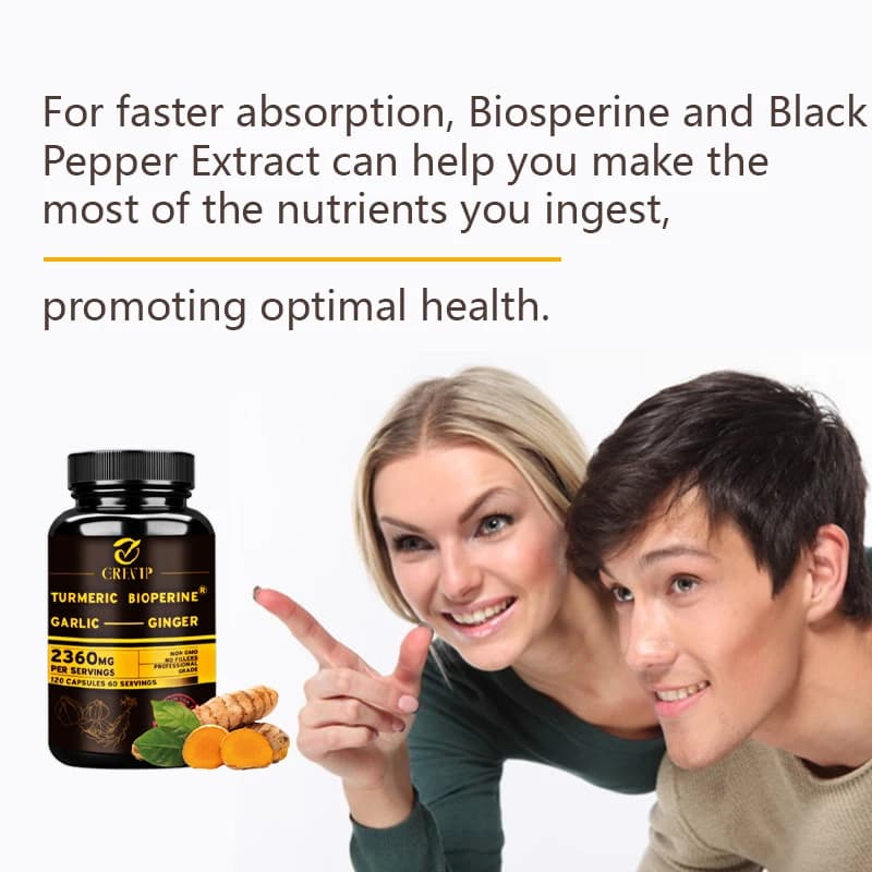 Bottle of turmeric ginger supplement with garlic and black pepper — image 6