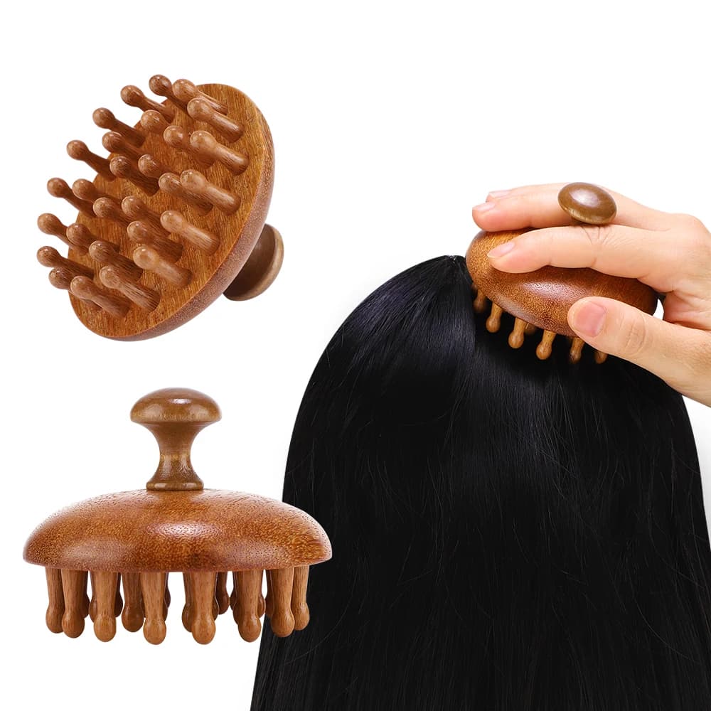 Wood therapy scalp massage comb made of sandalwood — image 5