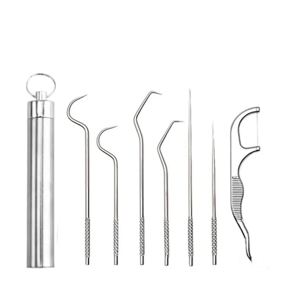 compact stainless steel toothpick set with keychain holder — image 8