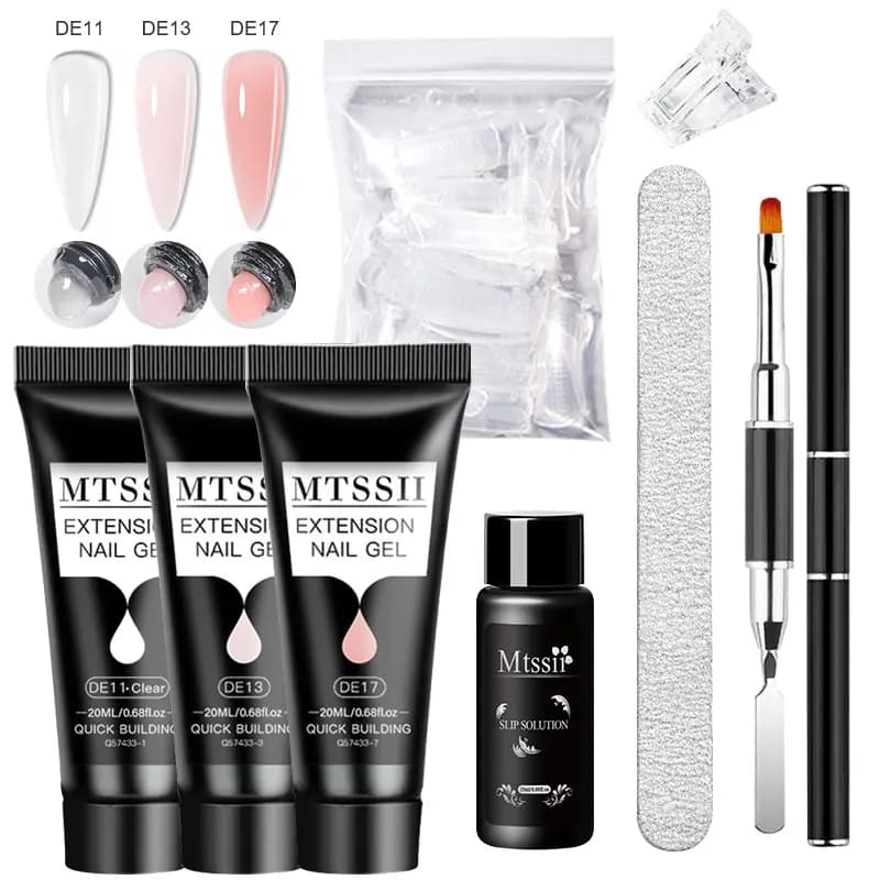 Quick Extension UV Gel Set – 8 × 20 ml Clear & Pink