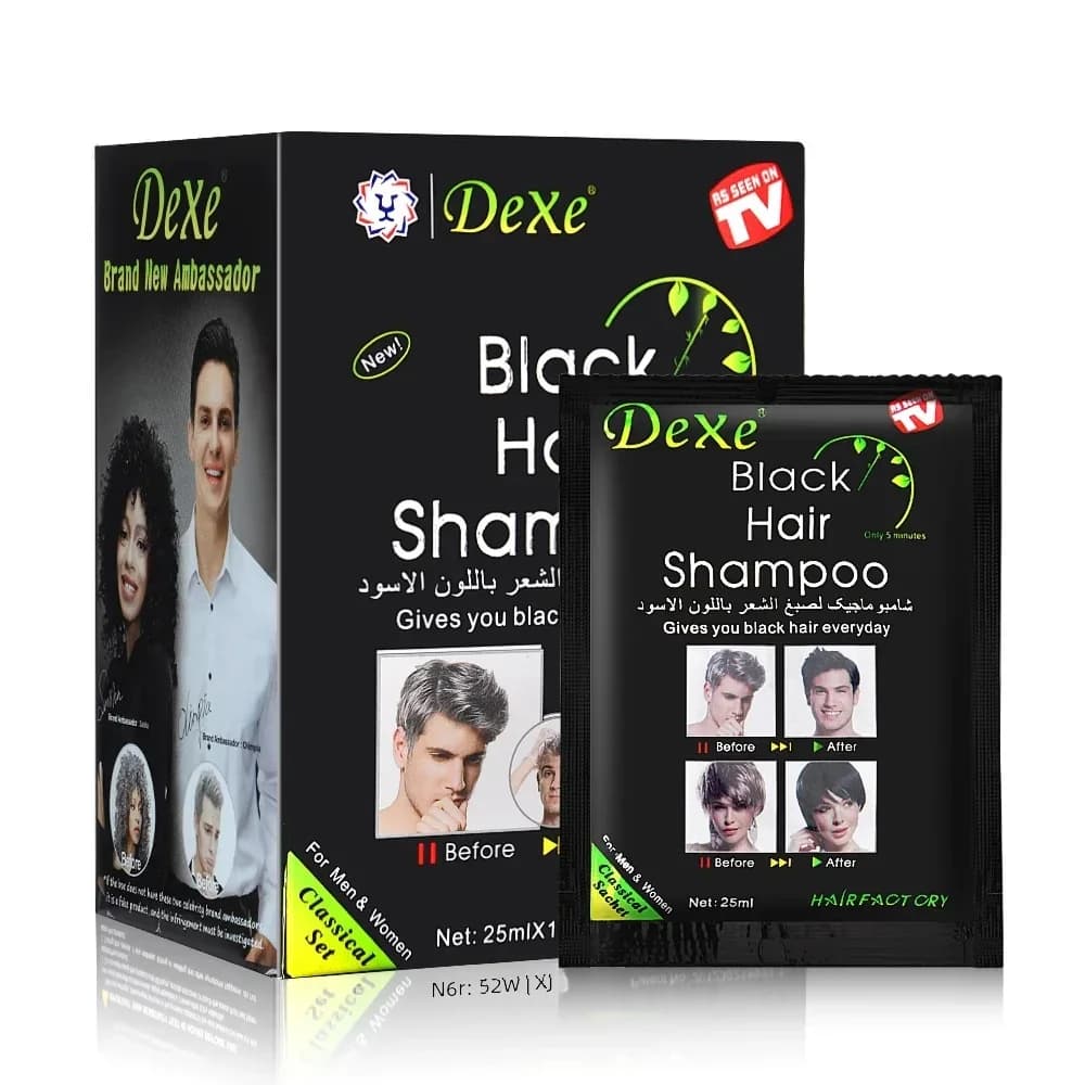 Dexe fast black hair shampoo bottle — image 1