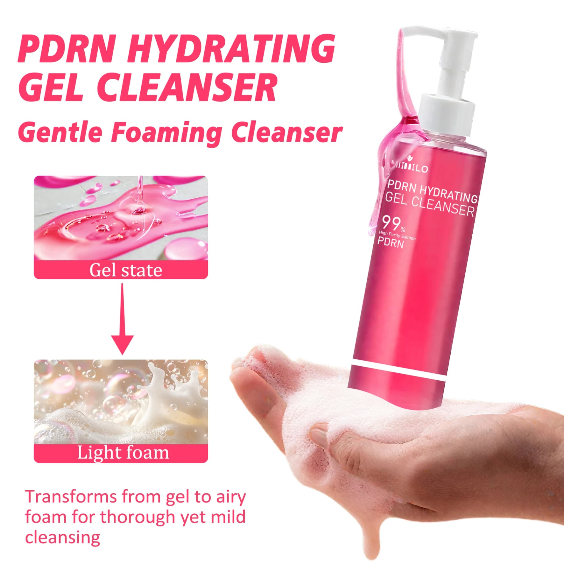 Salmon pink foam cleansing gel tube — image 4