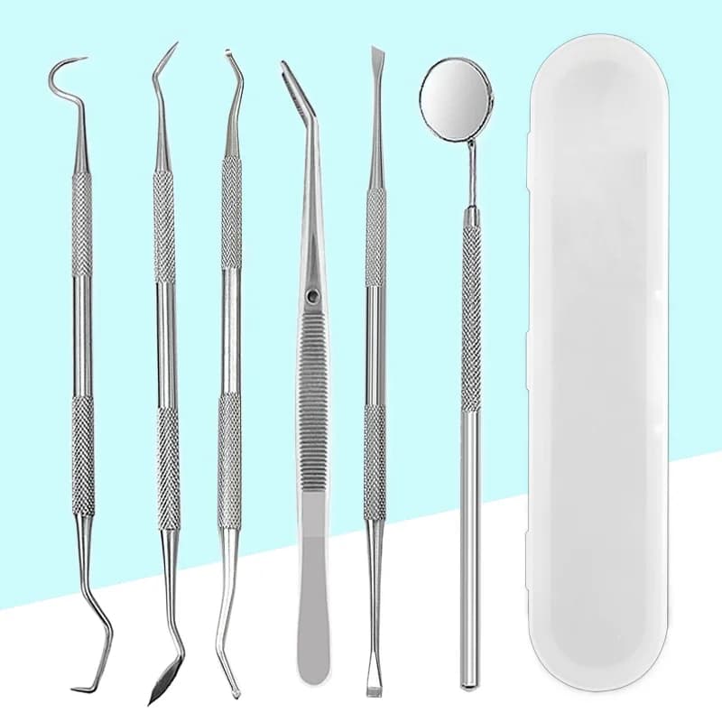 Stainless steel dental oral care set with mirror and tools — image 7