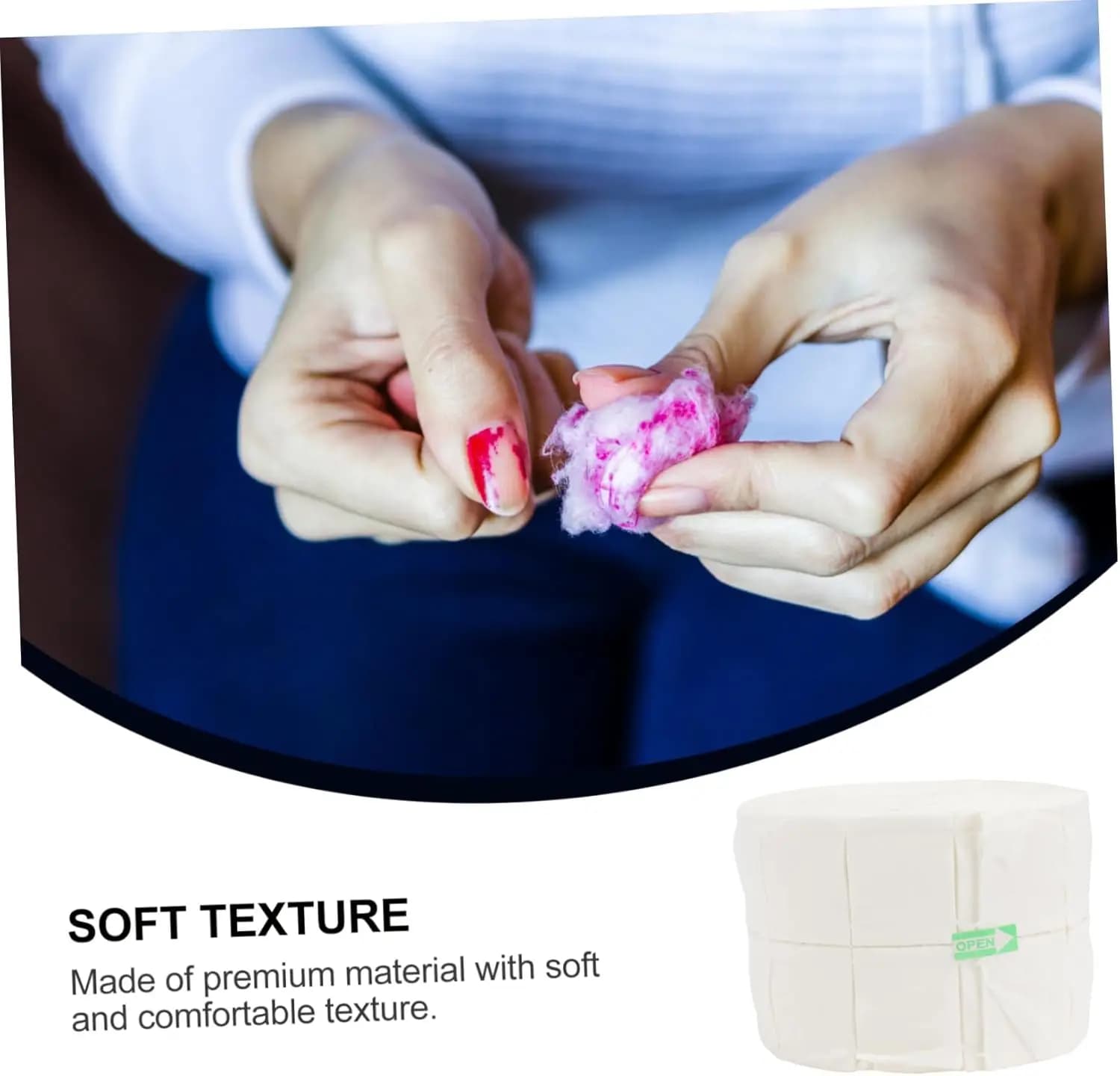 lint-free cotton nail polish remover pads roll — image 3