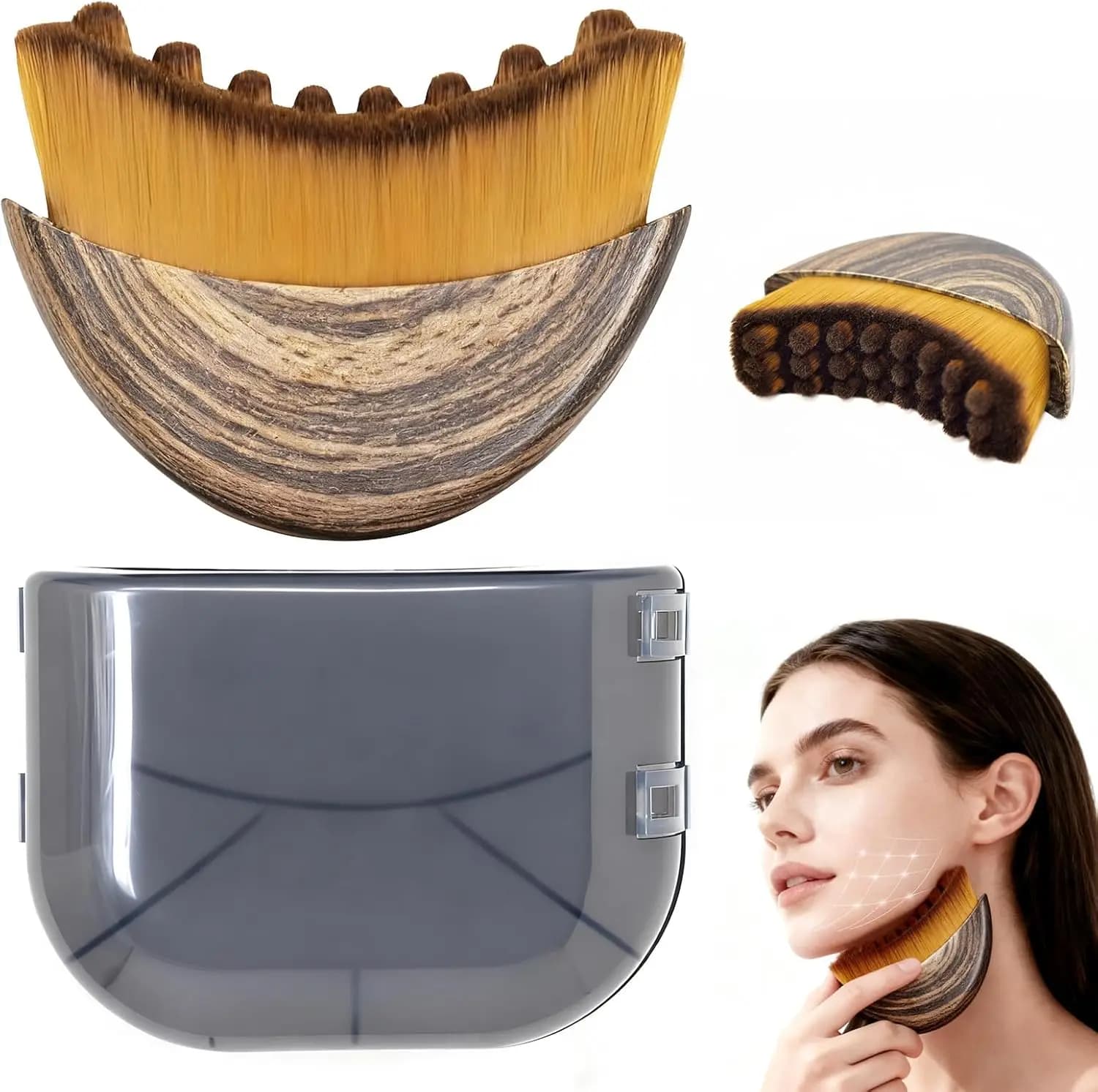 Manual Facial Brush with Soft Bristles for Lymphatic Drainage