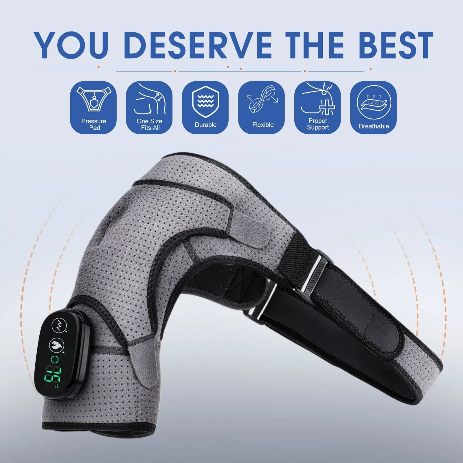 Heated shoulder massage belt with adjustable strap — image 6