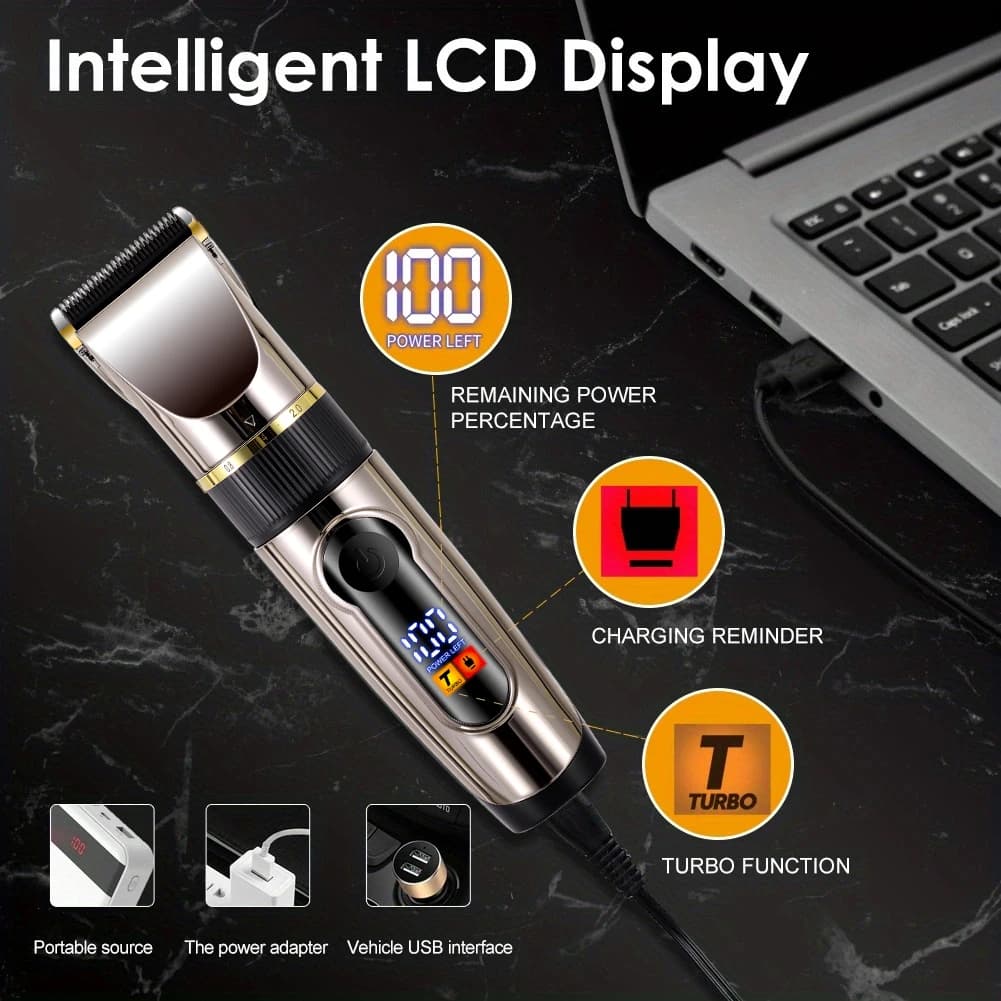 ceramic blade hair clipper with LED display — image 2