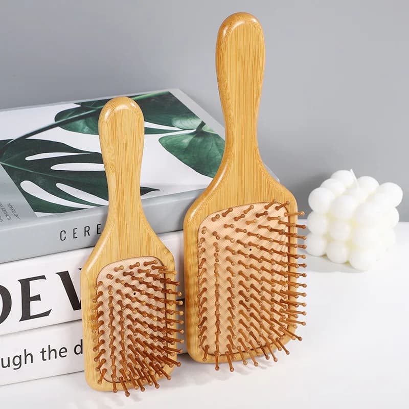 bamboo hair brush with air massage comb — image 4