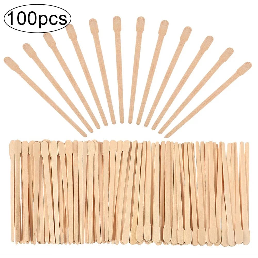 pack of 100 wooden disposable waxing sticks — image 1