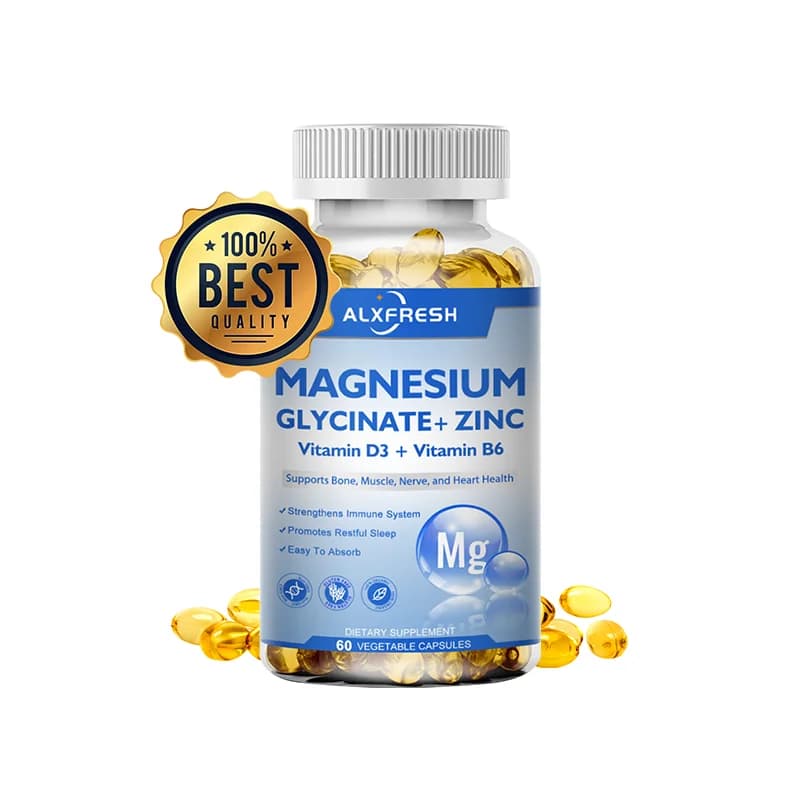 bottles of magnesium glycinate capsules with zinc, vitamin d3 and b6 — image 8