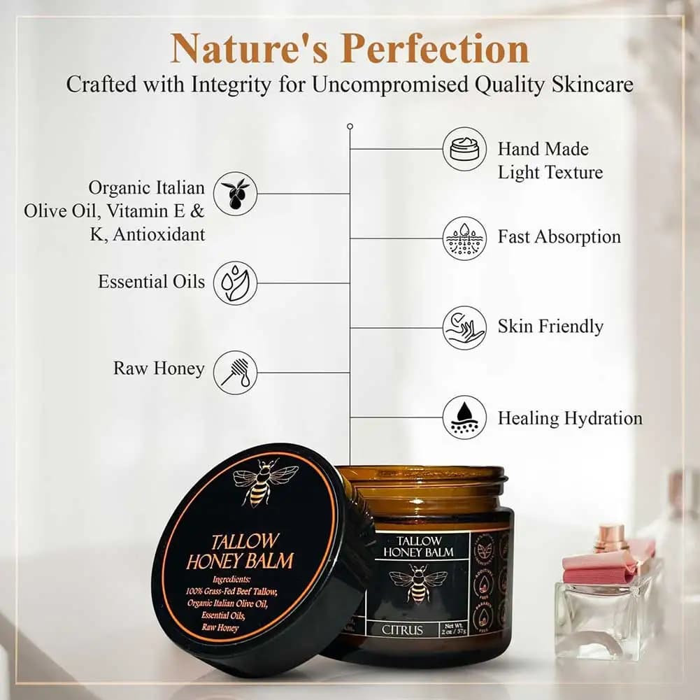 organic beef tallow balm with raw honey — image 4