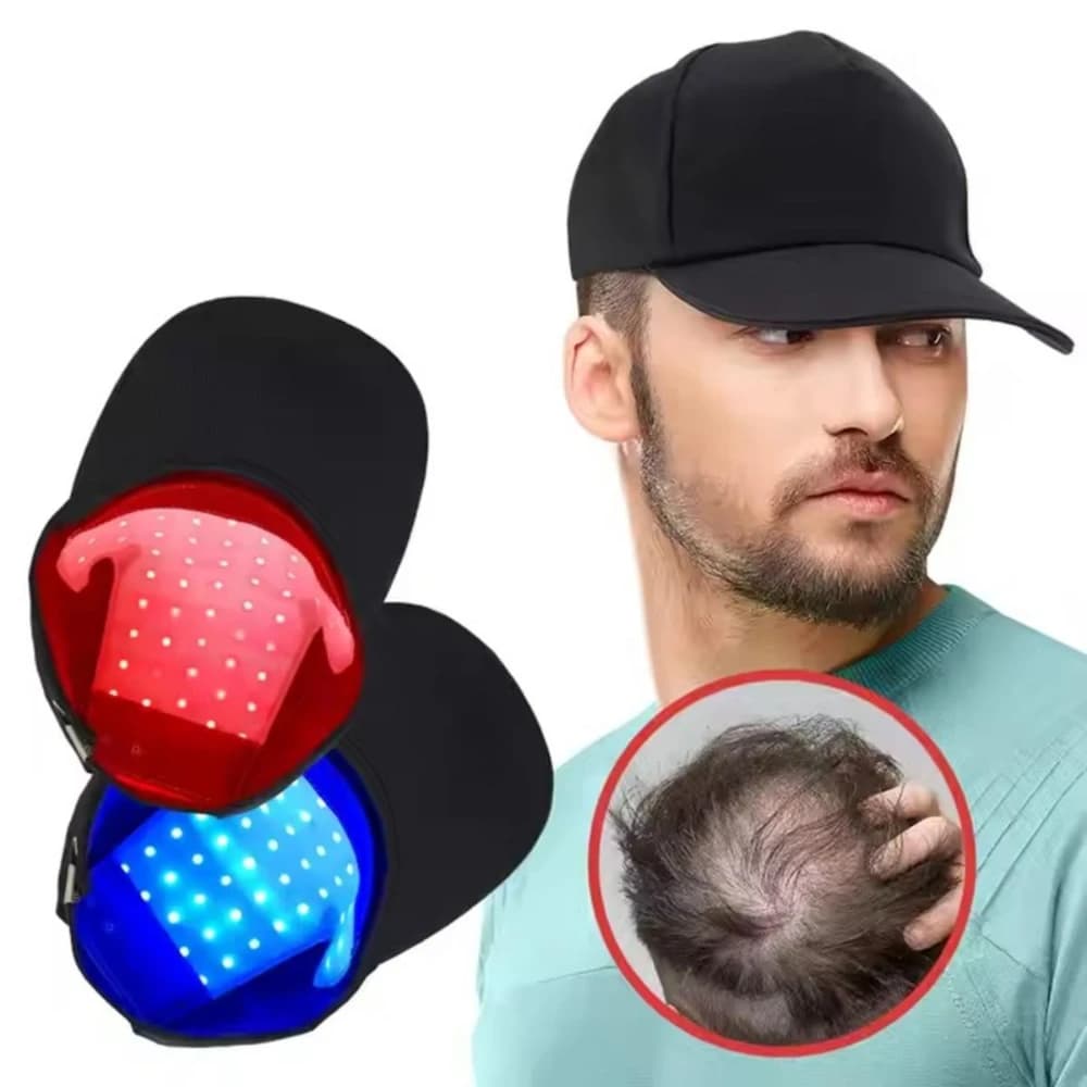 red light hair growth cap on a head — image 5