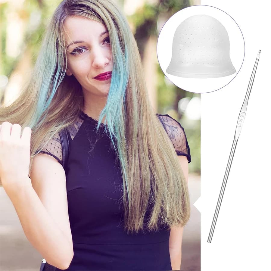silicone hair coloring cap with built-in needle — image 3