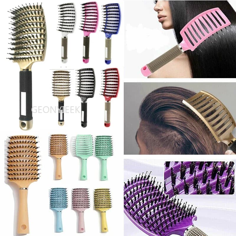 wet-use scalp massage hair brush with bristle and nylon — image 3