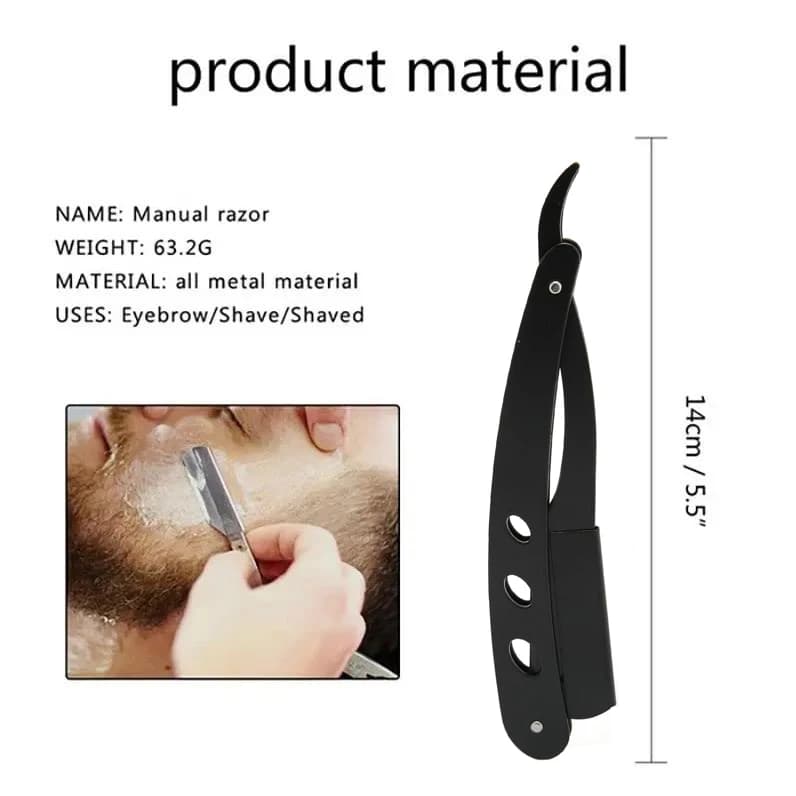 black classic folding straight razor — image 5
