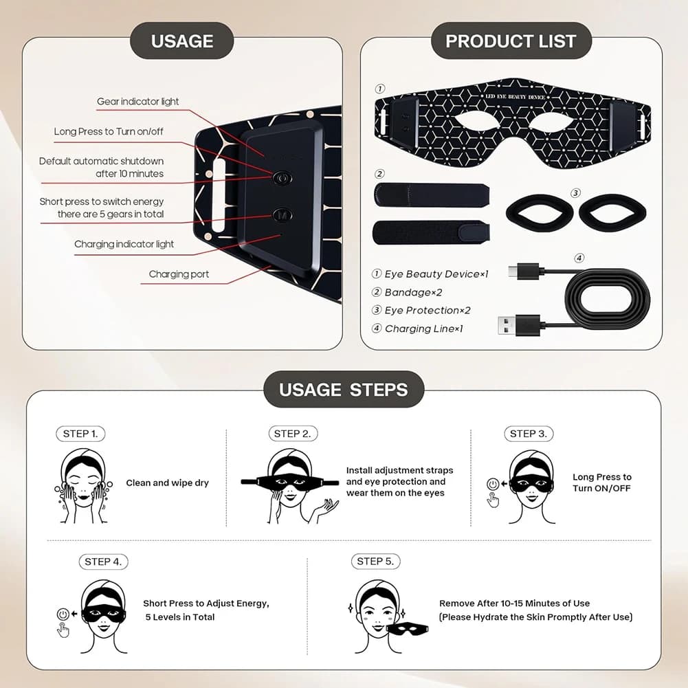 Red light eye mask with LED panels — image 4