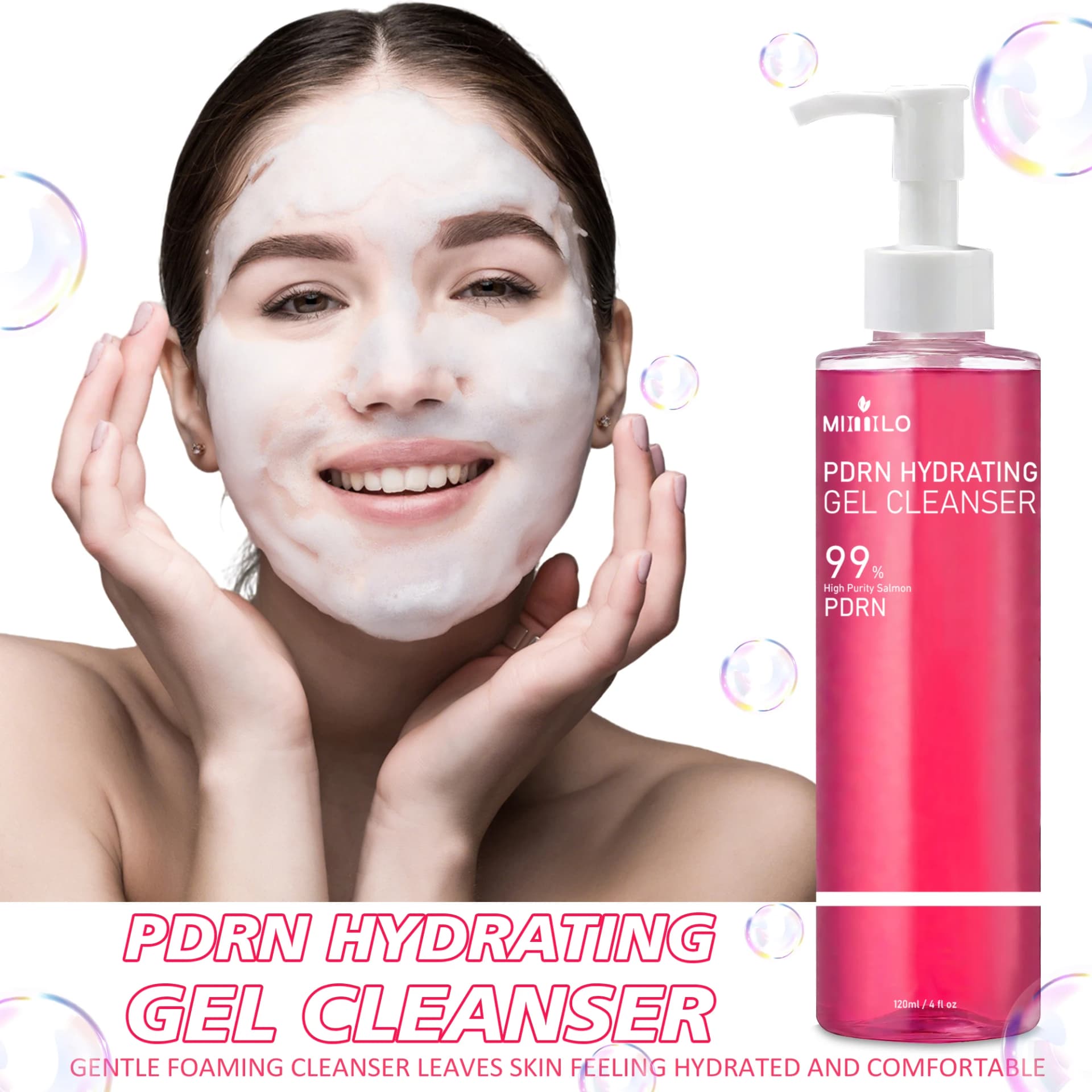 Salmon pink foam cleansing gel tube — image 2
