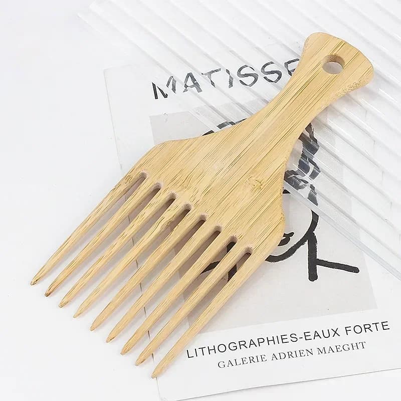 natural bamboo wide-tooth hair comb — image 4
