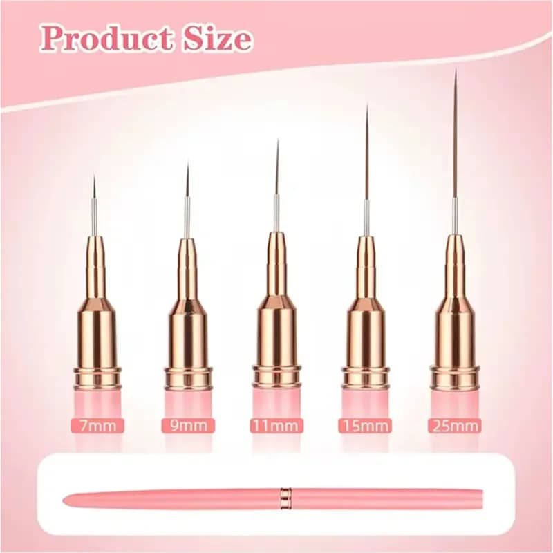 set of five nail art liner brushes for UV gel — image 2