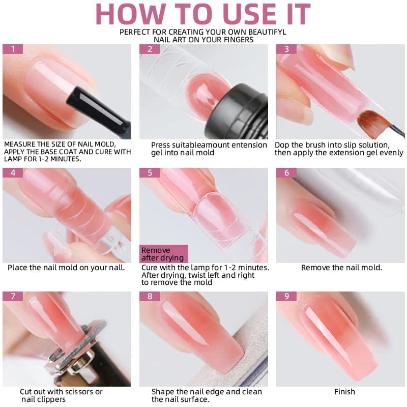 Poly Extension nail gel set with brushes and tips — image 5