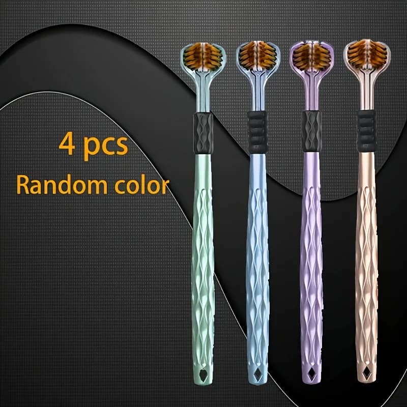 set of four ergonomic manual toothbrushes with soft‑grip handles — image 2