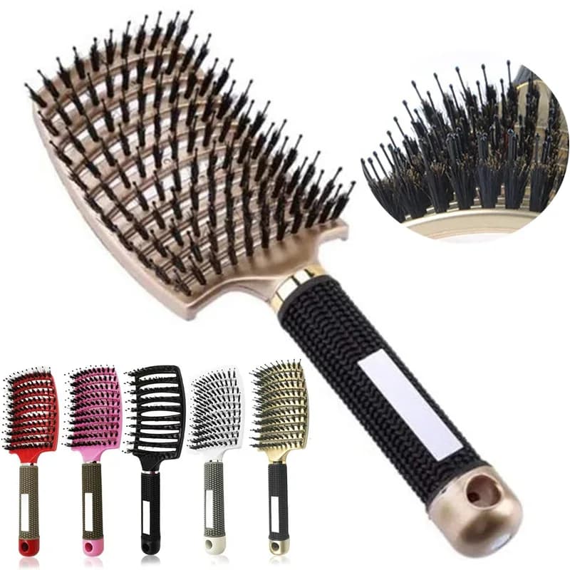 wet-use scalp massage hair brush with bristle and nylon — image 1