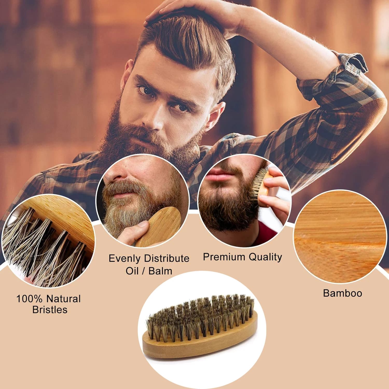 boar bristle shaving brush set for men — image 2