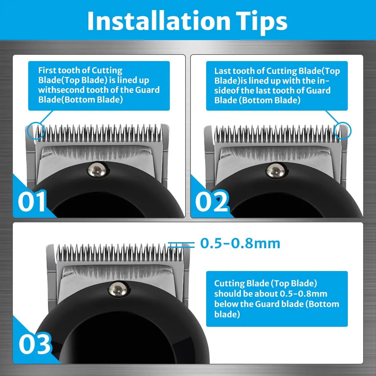 2-hole adjustable replacement clipper blades for Wahl cordless clippers — image 5