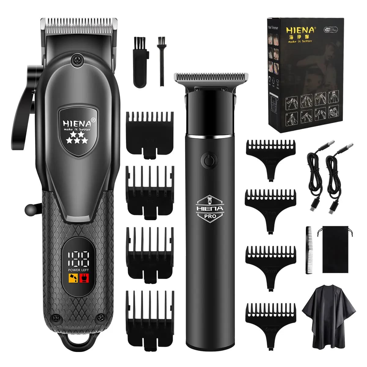 Hiena hair clipper kit with LCD display and guide combs — image 8