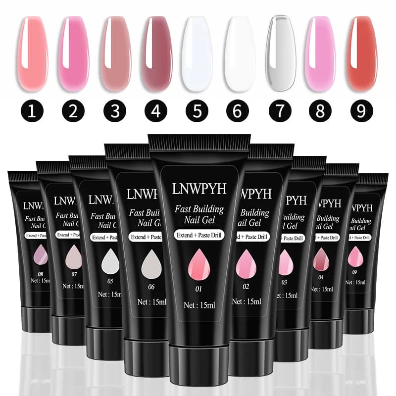 Poly Extension nail gel set with brushes and tips — image 1
