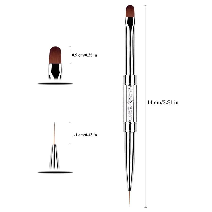 pair of double‑ended oval nail art brushes with rhinestone handles — image 4
