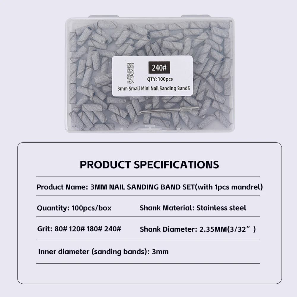3mm nail sanding bands with 80‑240 grit for mini drill — image 6